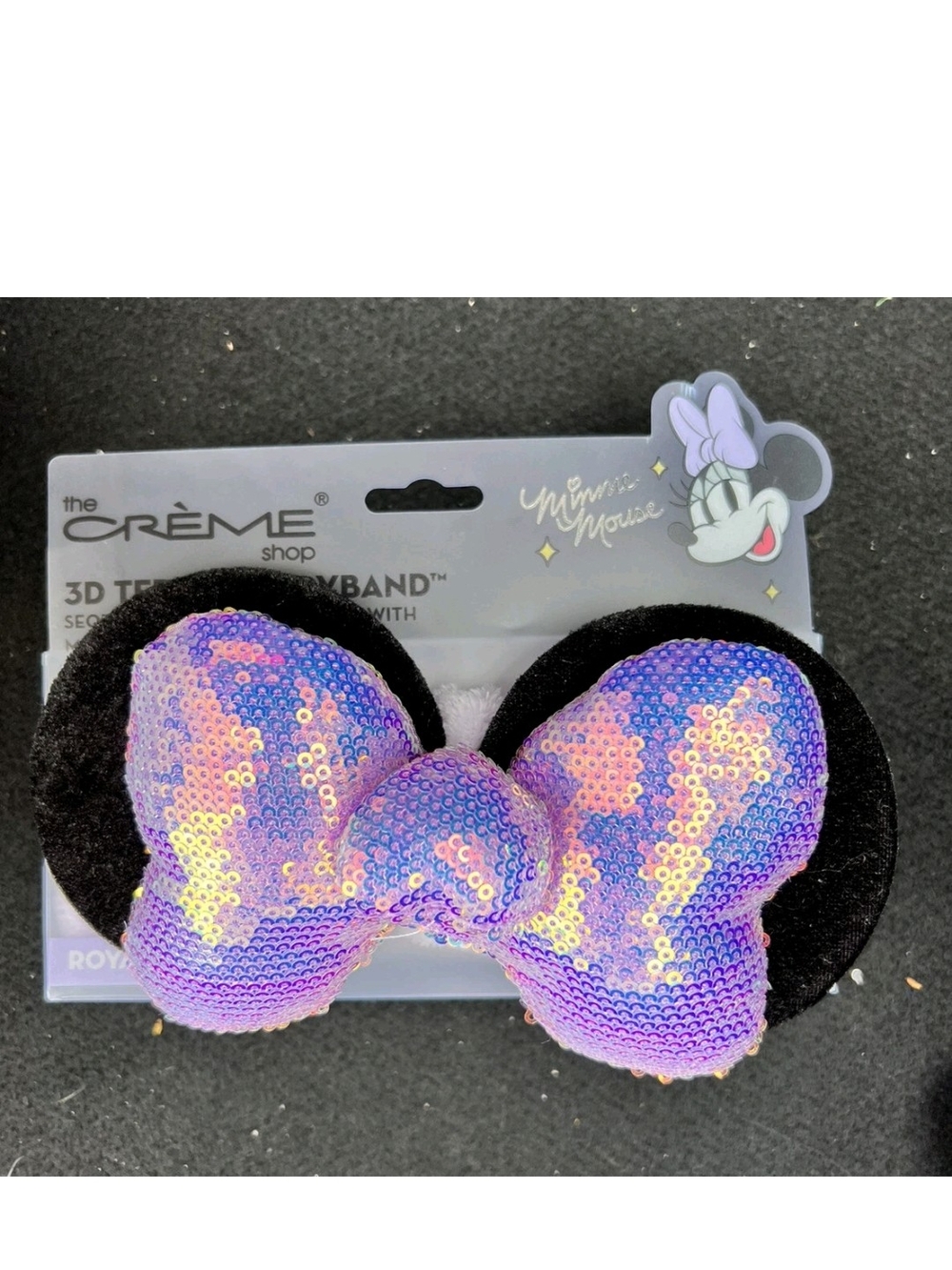 The Crème Shop Kids Sequin Minnie Bow Headband - Purple/Black